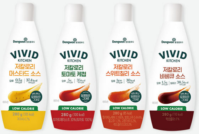 [소시지와함께] 비비드키친 저칼로리 소스 4종 (머스타드소스 + 토마토케첩 + 스위트칠리 + 바베큐소스), 1개, 상세 설명 참조, 상세 설명 참조
