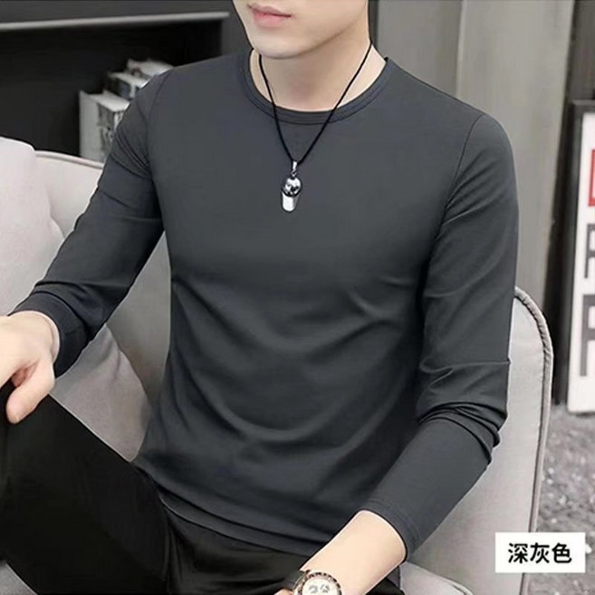 歐北潮流 純色打底衣 男 內搭保暖長袖T恤
