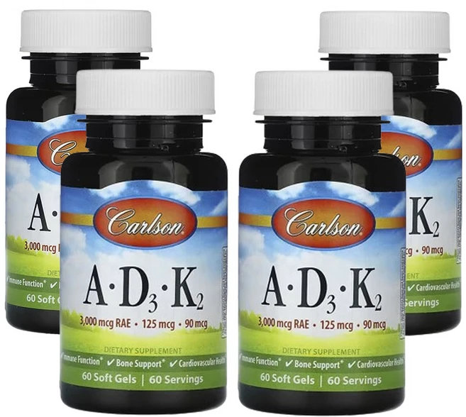 칼슨 비타민 A - D3 - K2 60소프트젤, 60정, 4개 - 쿠팡