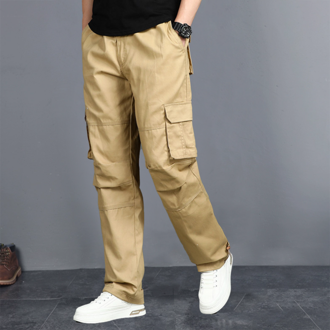 화만 남성용 면 카고팬츠 편안한 특대 멀티포켓