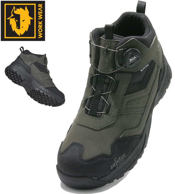 블랙야크 안전화 카키 생활방수 발편한 경량 가벼운 6인치 다이얼 남자 여성 논슬립 kcs인증 작업화