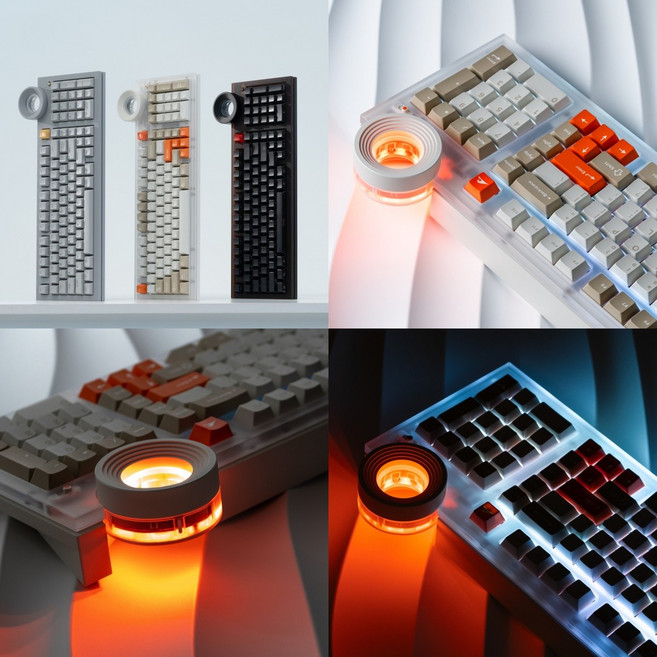 트루펙트 Angry miao ATM98 알루미늄 기계식 게이밍 키보드 CNC gasket구조 긴항속 98배열 무선3모드, 화이트카키, 정음축