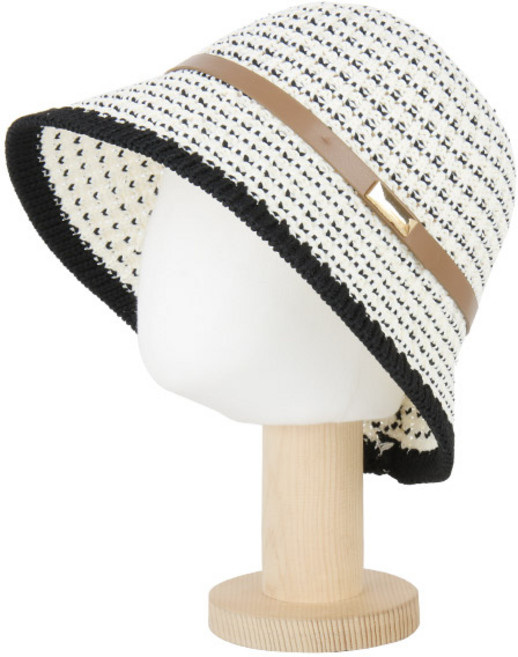 베이직엠 여름 여성모자 버킷햇 보카시 브라운 벨트 여름 니트