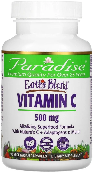 Paradise Herbs Earth's Blend 비타민C 500mg 베지 캡슐 90정, 1개 - 쿠팡
