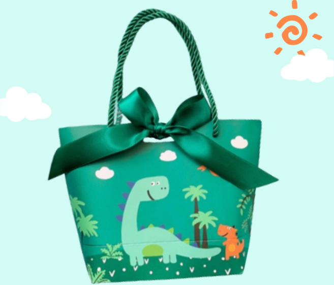 [더 심플러] 공룡 덕후 취향저격 리본 공룡 종이 쇼핑백 10매 (소/중/대/특대형) 넉넉한 빅사이즈 생일 답례품 학원 단체 선물 조동 모임 구디백 이벤트 선물 포장 봉투, XL (30 x 12 x 27)