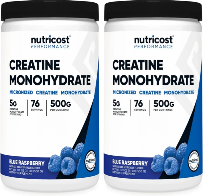 뉴트리코스트 모노 크레아틴 5000mg 라즈베리맛, 2개, 500g - 쿠팡