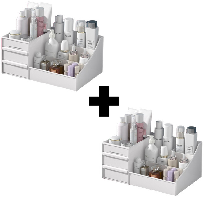 제이킨 다용도 화장품 정리함, 화이트, 2개