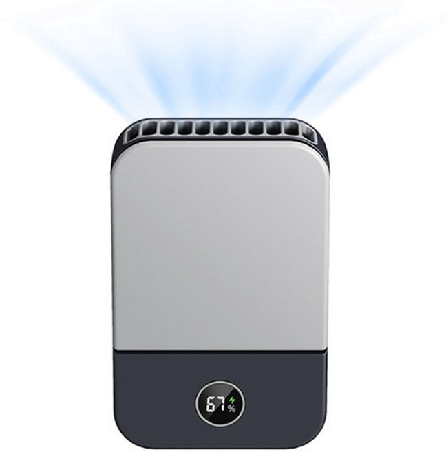 Rooice 휴대용 허리선풍기 저소음 미니목선풍기 탁상 낚시 등산용, 화이트+다크그레이