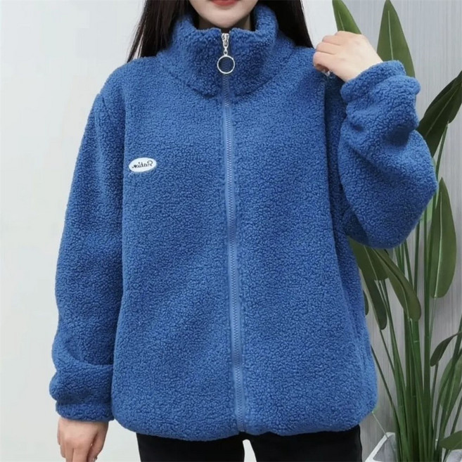 TKX 뽀글이 자켓 여성 간절기 플리스 양털옷 후리스후드 퍼코트 하이넥 보온 KZ95