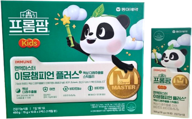 [약국용] 동아제약 프롬팜 이뮨 챔피언 30포 아연 비타민B D 키즈 어린이 청소년 성장기 면역력 뼈건강영양제, 450g, 1개