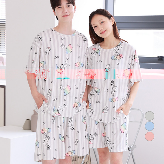 투와이 스누피 패밀리 성인 아동 반팔 잠옷세트 PH436