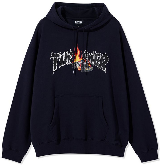 트래셔 THRASHER 버닝카 그래픽 후디 네이비 매장정품 156534