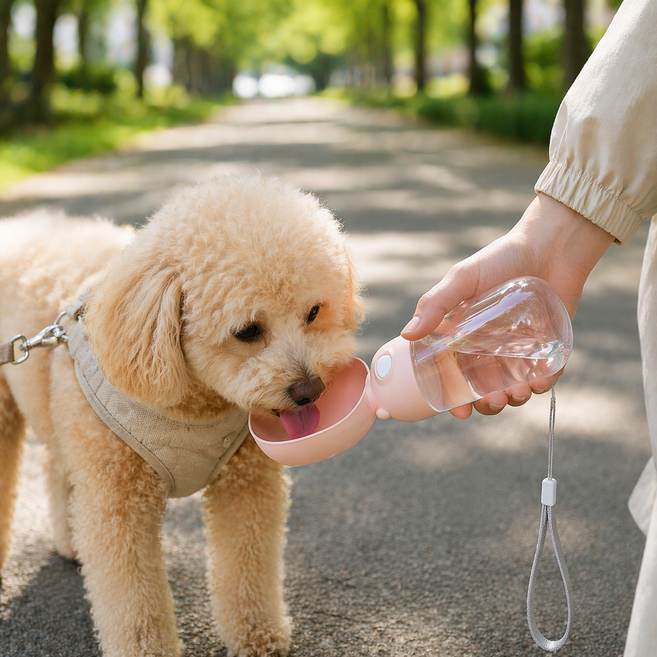 강아지 산책 물통 휴대용 급수기 애견 물병 고양이 겸용, 1개, 옐로우