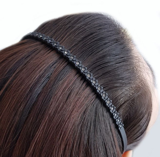인조이박스 작은 꽃 스와로브스키 큐빅 머리띠 헤어밴드 CUA25