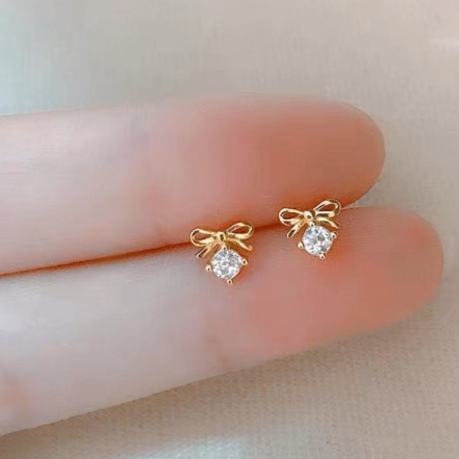 925 純銀耳環 可愛蝴蝶結造型耳釘