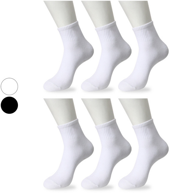 NO 라벨 순면 여자 중목 양말 ( 캐쥬얼 면100% ) 6켤레 SET