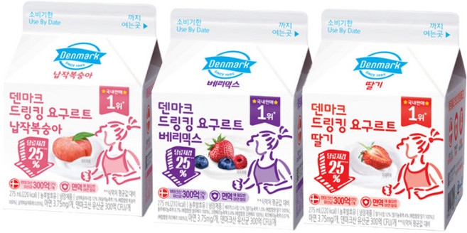 덴마크 드링킹 275mLx9팩(딸기3+베리믹스3+납작복숭아3) 냉장무배, 275ml, 9개