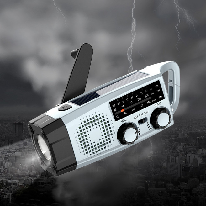 디큐브 서바이복스 자가발전 태양광 재난 라디오 FM AM 단파 휴대용, 실버, SURVIVOX