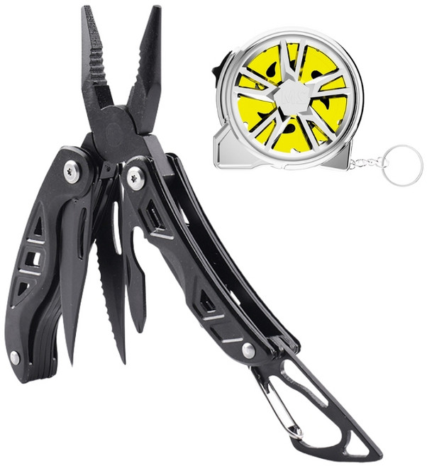 아웃도어 다기능 플라이어 미니 줄자 포함 접이식 가정 야외 양용, 1세트