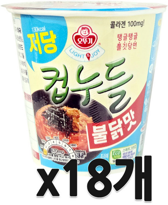 오뚜기 LIGHT&JOY 저당컵누들 불닭맛 작은컵 42g, 18개