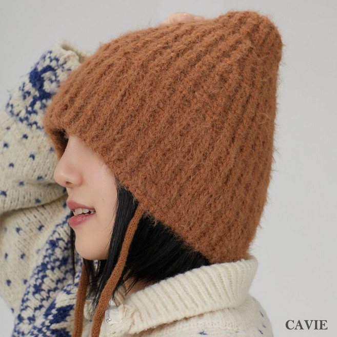 카비에 소프트 라인커버 니트비니 여성겨울모자 꽈배기 털모자