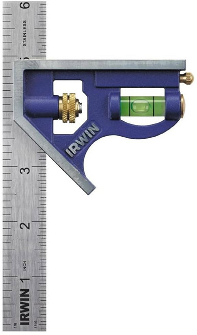 IRWIN 콤비네이션 스퀘어 12 U201D 45-90도 마킹 스테인리스 스틸(1794469), 6-inch, Regular Combination Square