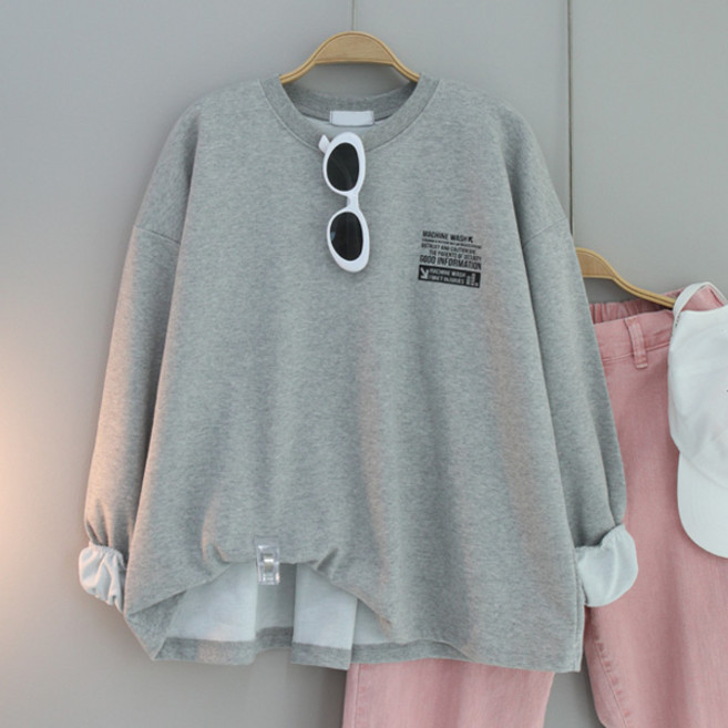 달콩 여성 빅사이즈 봄신상 워시라벨루즈핏맨투맨