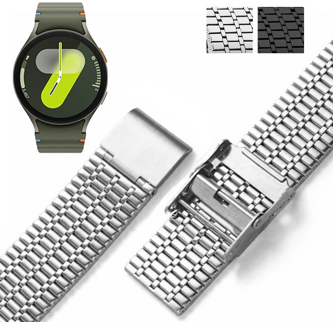 갤럭시워치7 44mm SM-L310N 스틸 메쉬 호환밴드 스트랩 더블버클, ME28SV20 실버