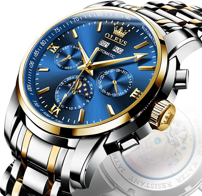 더이케이 럭셔리 남성메탈시계 패션 비지니스 명품 스타일 오토매틱 기계식 시계 olevs