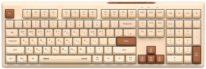 앱코 무선 저소음 블루투스 멤브레인 키보드, 오트밀, MK108W, 제조사축