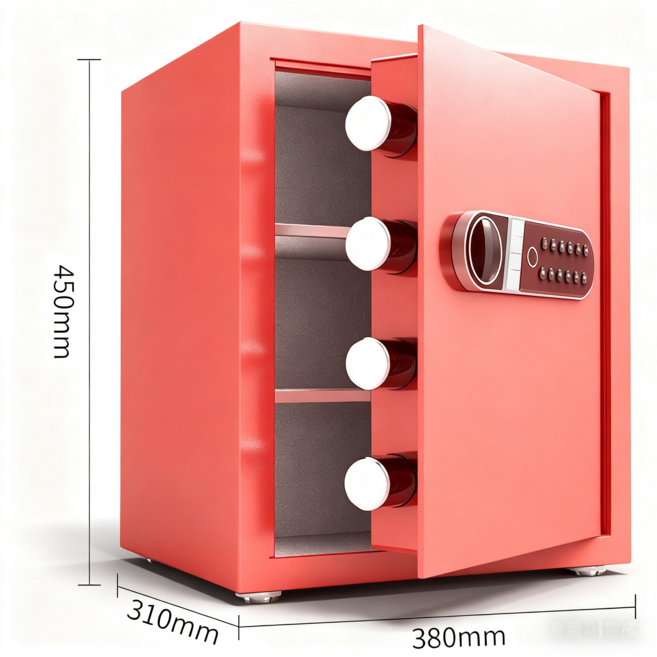 LOVFIR 소형 투명 금고 지문 금고 도난 방지 사무 보관함 45CM, 레드(주문하지 마세요)