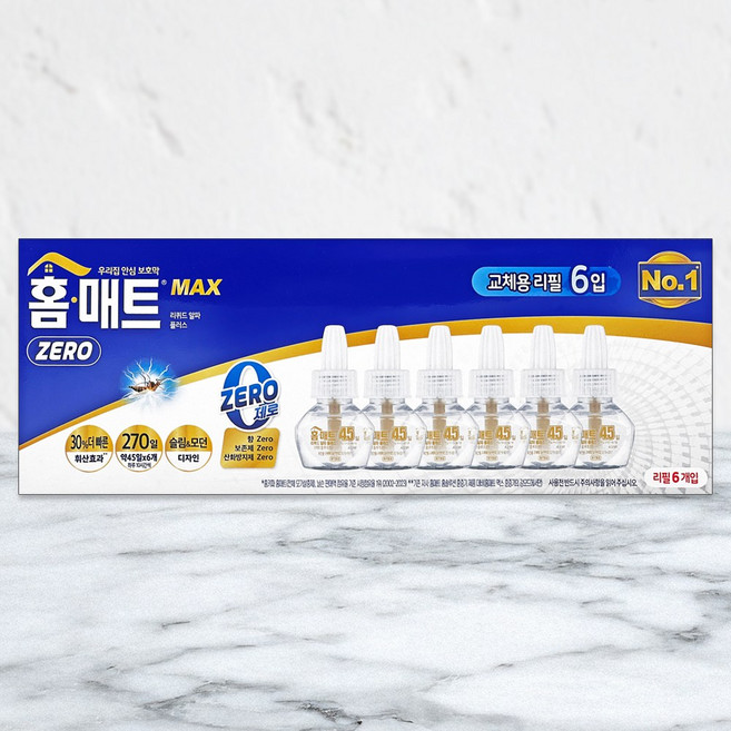 홈매트 맥스 제로 리퀴드 알파 플러스 리필 무향 교체용 코스트코, 6개입, 1박스