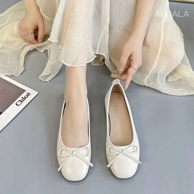 AURALA 여성 말랑 리본 플랫슈즈 펌프스 발편한 여성 단화
