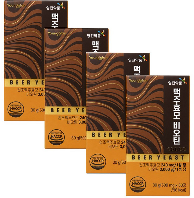 영진양품 맥주효모 비오틴 10000 건맥주효모 2개월분 30g 60정 4개
