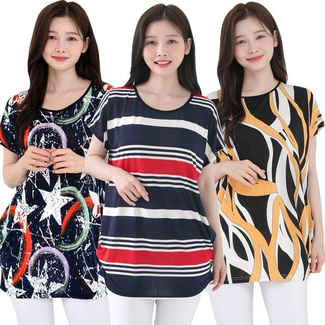 [스타일샵간지] 빅사이즈 냉장 쿨 티셔츠-냉장고 원단/반팔/스판/마담