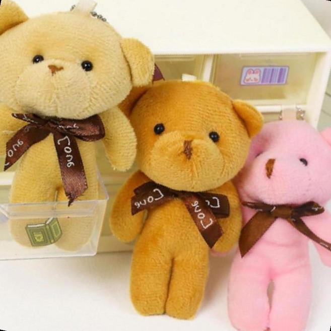 미니곰 캐릭터 인형키링 가방장식 봉제 악세사리, 1개, 핑크