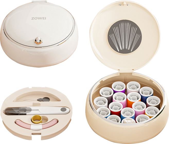 콜콜러브 휴대용 반짇고리 마그네틱 손 찌르기 방지, 크림화이트, 1개