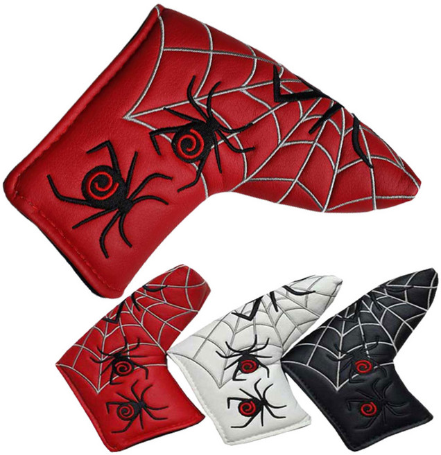 토토엘리 골프 퍼터 커버 일자 블레이드 스파이더 거미자수 디자인 3색 택1, 스파이더퍼터커버_레드