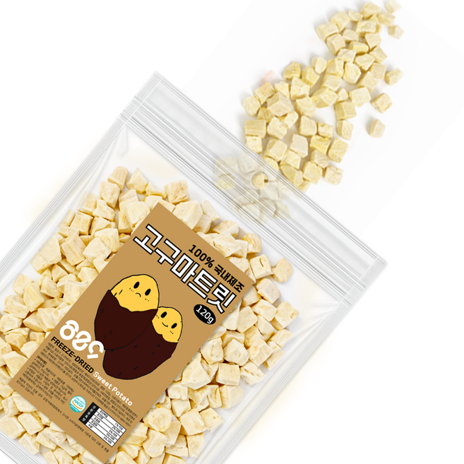 팔공구 동결건조 야채 동결건조간식 강아지 고양이트릿, 1개, 120g, 고구마