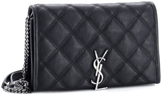 생 로랑 중고 베키 체인 지갑 퀼팅 레더 숄더 백