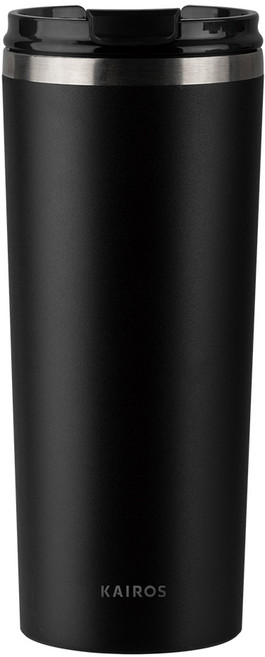 카이로스 클래식 베큠 보온 보냉 밀폐 스텐 빨대 텀블러, 1개, 591ml, 블랙