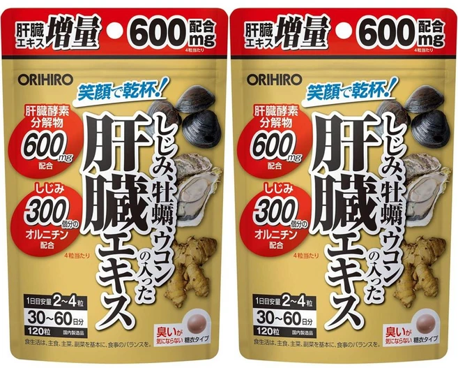 오리히로 바지락 굴 강황 간 추출물 60일분, 2개, 120정 - 쿠팡