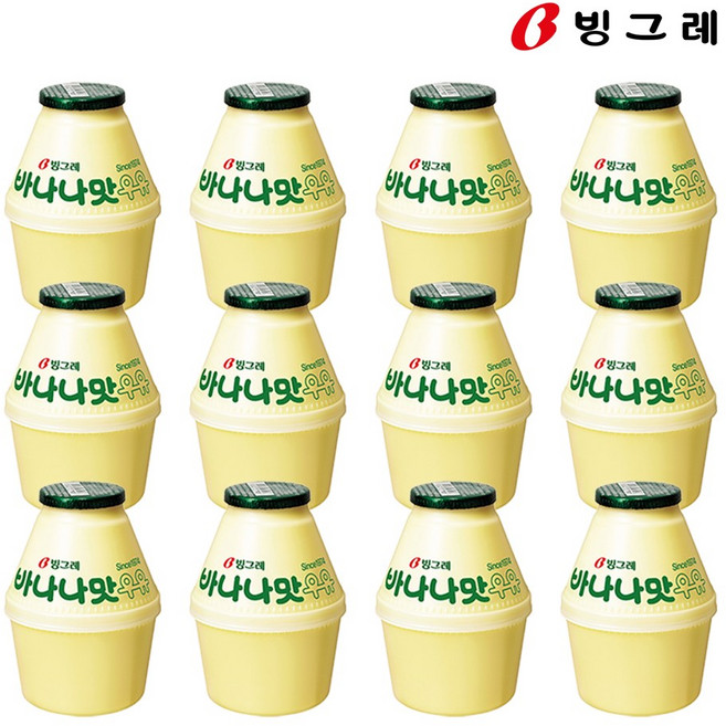 빙그레 바나나맛우유 240ml 단지우유 뚱바, 바나나우유, 12개