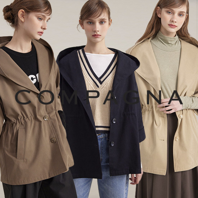 [꼼빠니아] 후드 트랜치 자켓