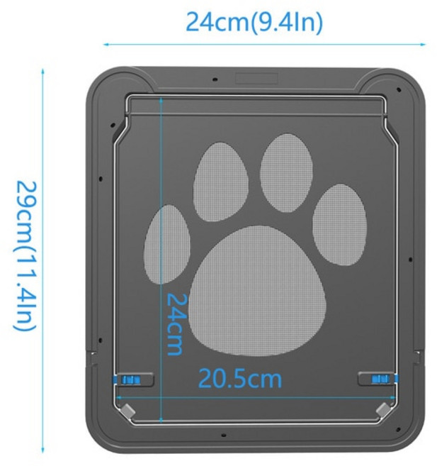 방묘문 펫도어 애완 동물 문 고양이 스크린 잠글 수 있는 강아지 안전 마그네틱 플랩 창문 게이트 외관 개, 폭 24cm x 높이 29cm, [01] Pet Flap, 1개