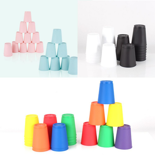 국산 에코 스텍스 컵쌓기 10컬러 무지 스텍컵 12입DA1010EA yun*003Ox, 민트_아이보리토끼, 1개