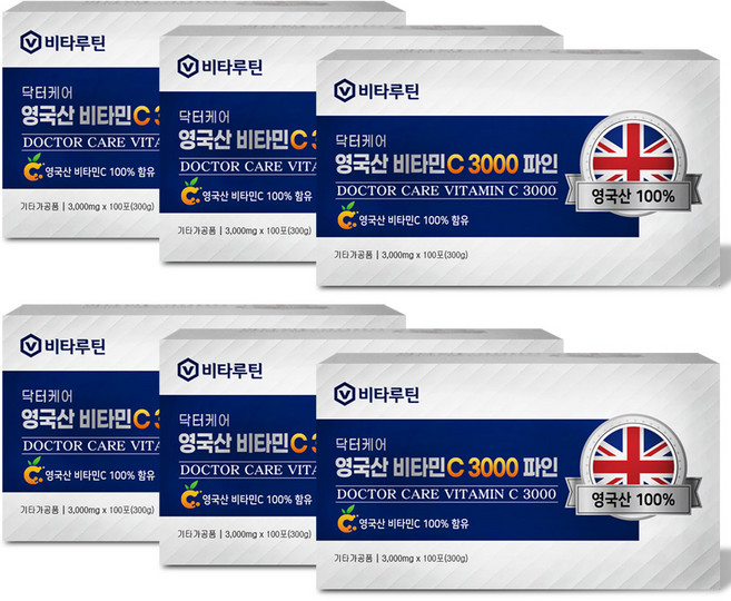 비타루틴 닥터케어 영국산비타민C 3000mg 파인 600포 고함량씨, 6개, 300g