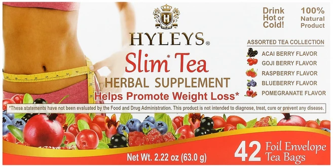 건강챙기세요 Hyleys Tea 슬림 티 종합 티 컬렉션 낱개 포장 티백 42개 63g(2.22oz) 백살까지오래오래, HyleysTea슬림티종합티컬렉션낱개포장티백42개63g - 쿠팡