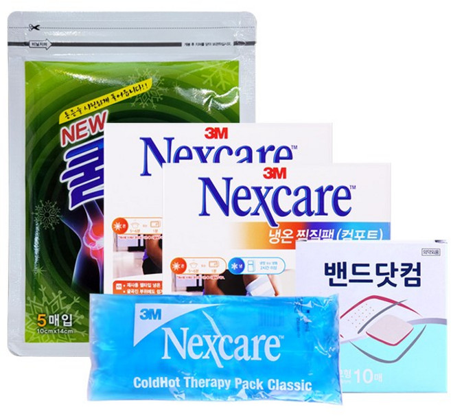 쓰리엠 넥스케어 냉온찜질팩 컴포트 2개 + 대일쿨파프 5매입 + 지우개밴드 10매입 x 1개, 1세트