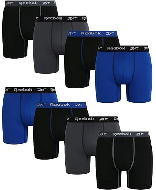 리복 남성 드로즈 팬티 8팩 복서 브리프 스트레치 습기 배출 컨투어 파우치 포함